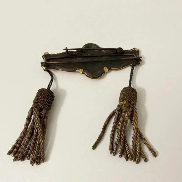 Vintage Orange Young Britons Pin with  Tassles Dom Regali Co Toronto - Picture 6 of 12